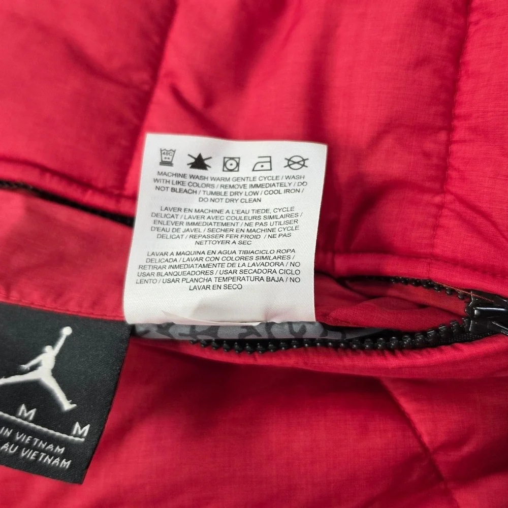Jordan Puffer Vest Mens Medium Red Grey Reversible Elephant Print Excellent Zip